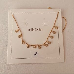 Stella & Dot Gold Teardrop choker with Crystal Details or wrap around wrist 2x